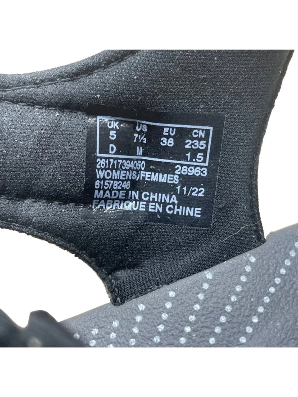 Clarks Women's Black Fabric Adhesive Strap Closure Bow Detail Sandals Size 7.5